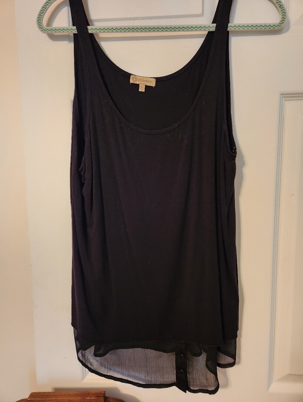 Democracy Black Layered Hem Tank Top, sz XL